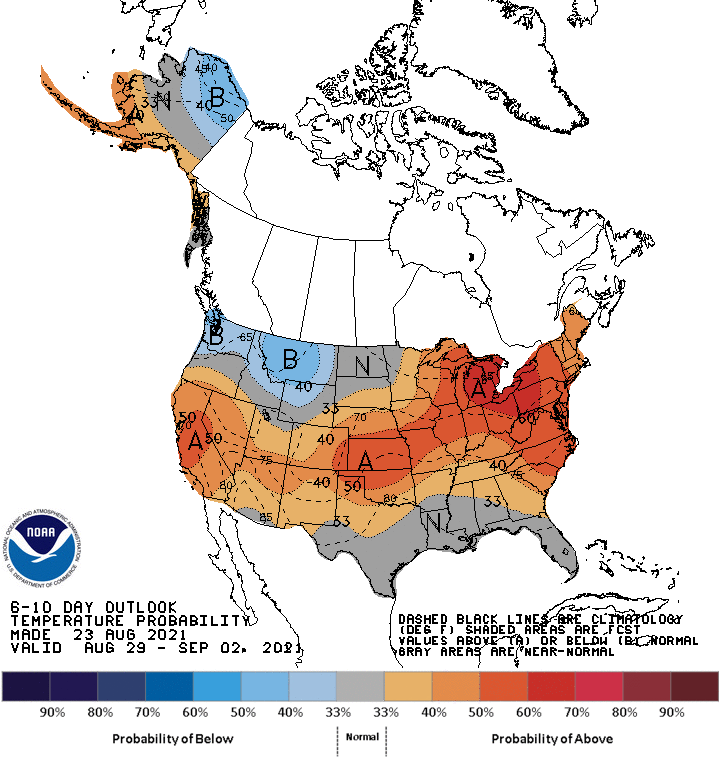 6-10 day outlook temperature probability 